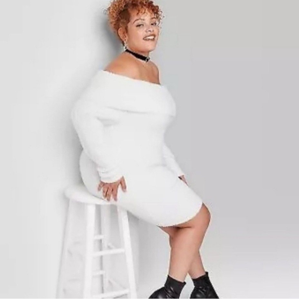 Wild Fable Women's Long Sleeve Mini Sweater Dress -Off-White NWT size 2X or 3X